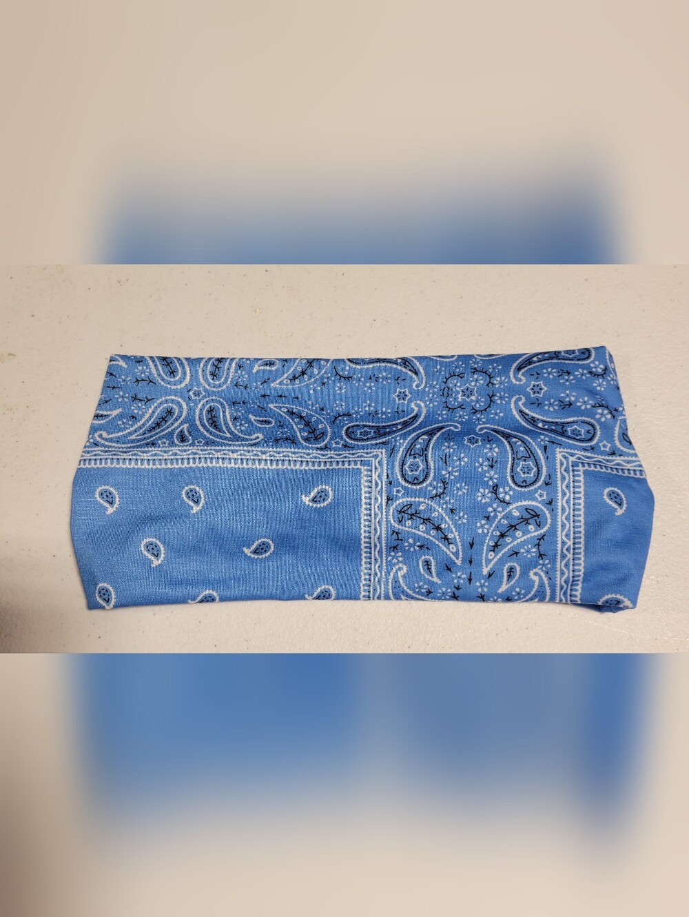 Classic Blue Paisley Bandana Headband